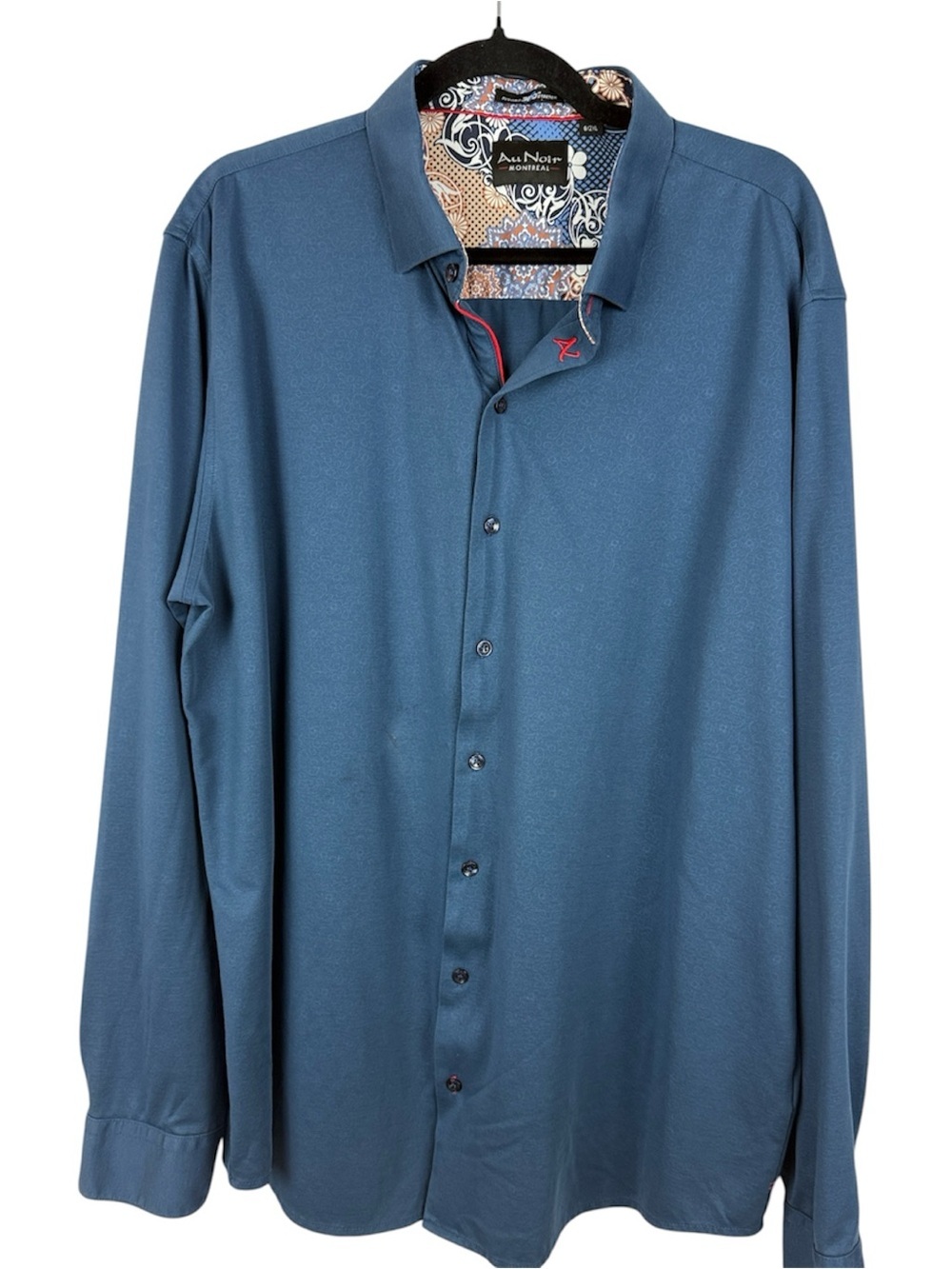 Au Noir Montreal 360° Stretch Blue Long Sleeve Button Up Shirt Men's Sz 6 / 2XL